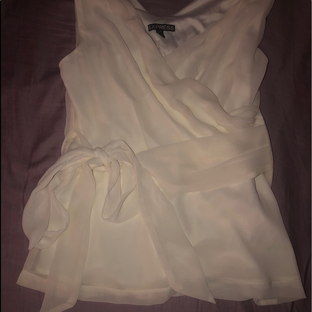 Express Tie Off-White Top